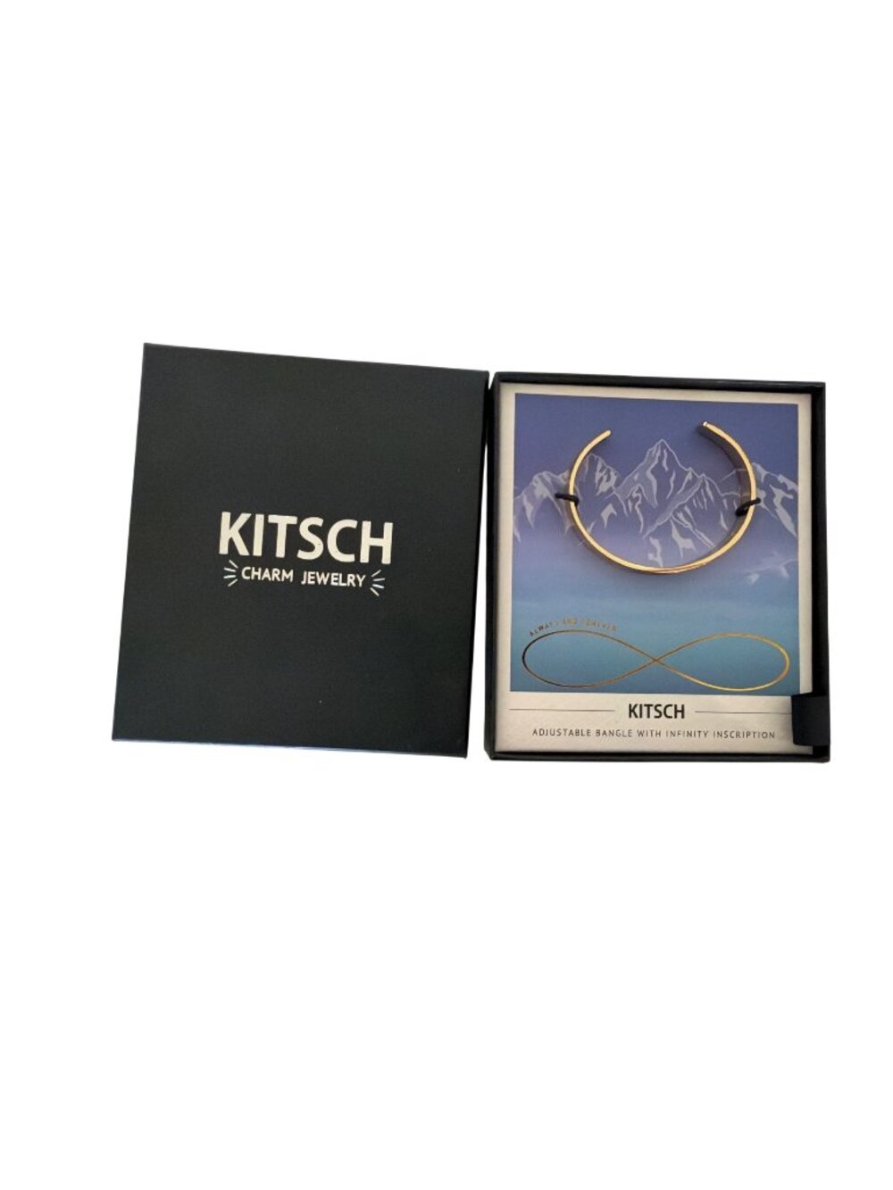Kitsch Adjustable Infinity Bangle 14K Gold Or Sterling Silver Plated